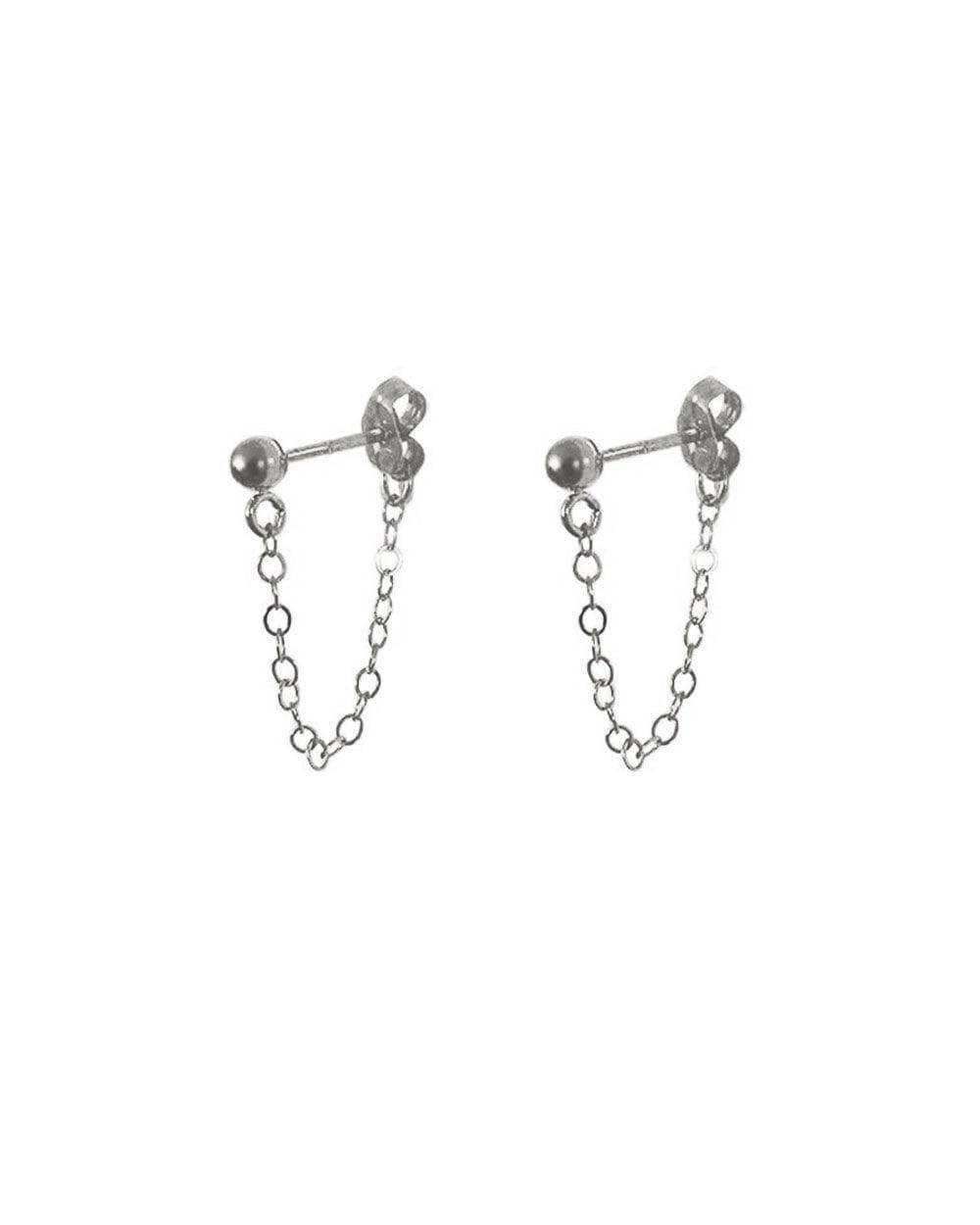 Chained Single Ball Stud Earrings